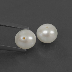 Gemas de Perla Blanco plateado natural de  ct, Esfera / Bola, Opaco