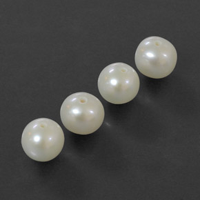 Gemas de Perla Blanco plateado natural de  ct, Esfera / Bola, Opaco