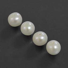 Gemas de Perla Blanco plateado natural de  ct, Esfera / Bola, Opaco