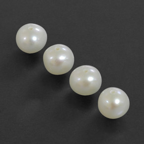 Gemas de Perla Blanco plateado natural de  ct, Esfera / Bola, Opaco