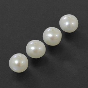 Gemas de Perla Blanco plateado natural de  ct, Esfera / Bola, Opaco