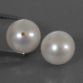 Gemas de perla blanco natural de  ct, esfera / bola, opaco