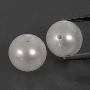 Gemas de Perla Blanco plateado natural de  ct, Esfera / Bola, Opaco