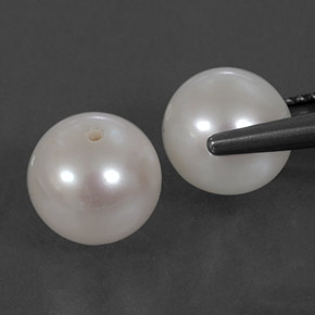Gemas de Perla Blanco plateado natural de  ct, Esfera / Bola, Opaco