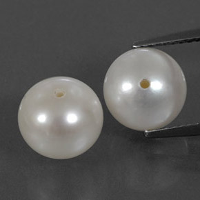Gemas de Perla Blanco plateado natural de  ct, Esfera / Bola, Opaco