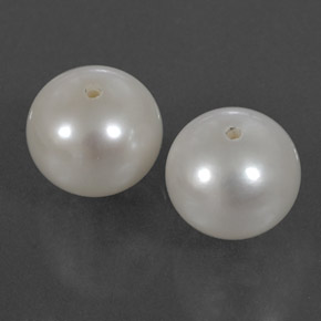Gemas de Perla Blanco plateado natural de  ct, Esfera / Bola, Opaco