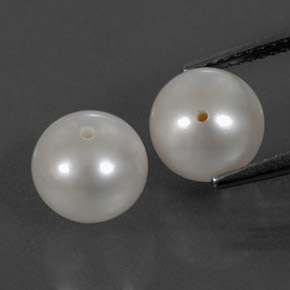 Gemas de perla blanco natural de  ct, esfera / bola, opaco
