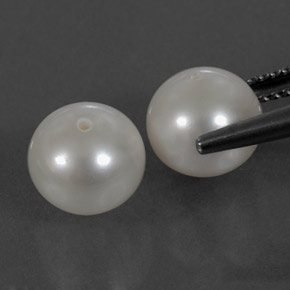 Gemas de perla blanco natural de  ct, esfera / bola, opaco