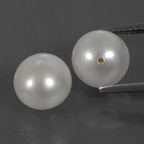 Gemas de perla blanco natural de  ct, esfera / bola, opaco