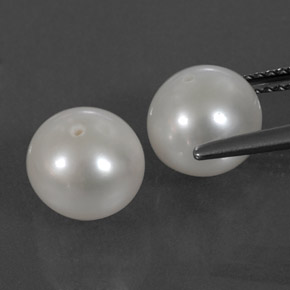 Gemas de perla blanco natural de  ct, esfera / bola, opaco