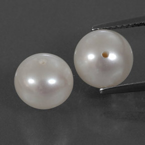 Gemas de perla blanco natural de  ct, esfera / bola, opaco