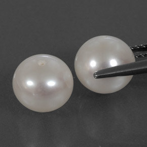 Gemas de perla blanco natural de  ct, esfera / bola, opaco