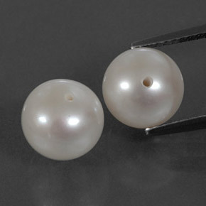 Gemas de perla blanco natural de  ct, esfera / bola, opaco