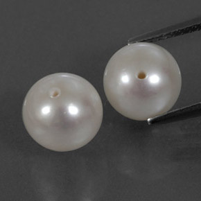 Gemas de perla blanco natural de  ct, esfera / bola, opaco