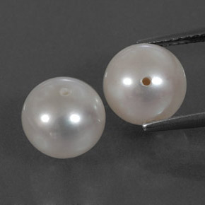 Gemas de Perla Blanco plateado natural de  ct, Esfera / Bola, Opaco