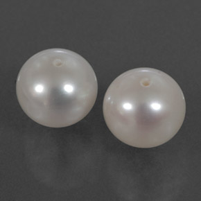 Gemas de Perla Blanco plateado natural de  ct, Esfera / Bola, Opaco