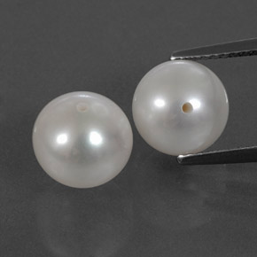 Gemas de perla blanco natural de  ct, esfera / bola, opaco