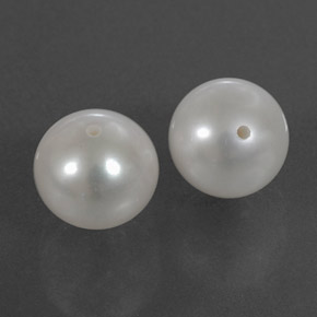 Gemas de perla blanco natural de  ct, esfera / bola, opaco