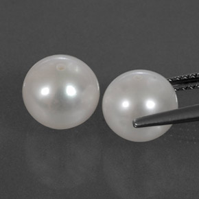 Gemas de perla blanco natural de  ct, esfera / bola, opaco