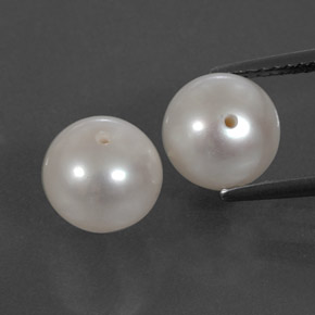 Gemas de Perla Blanco plateado natural de  ct, Esfera / Bola, Opaco