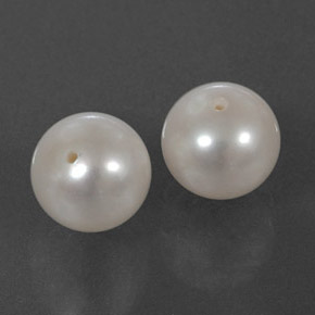 Gemas de Perla Blanco plateado natural de  ct, Esfera / Bola, Opaco