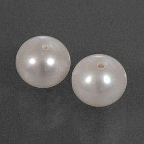 Gemas de Perla Blanco plateado natural de  ct, Esfera / Bola, Opaco