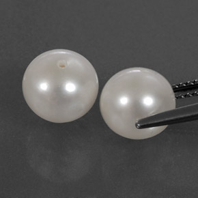 Gemas de perla blanco natural de  ct, esfera / bola, opaco