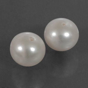 Gemas de perla blanco natural de  ct, esfera / bola, opaco