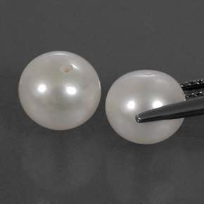 Gemas de perla blanco natural de  ct, esfera / bola, opaco