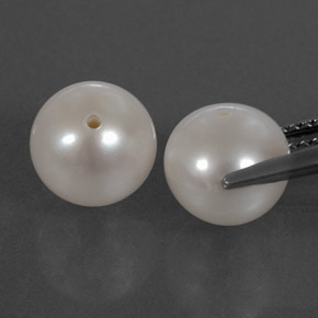 Gemas de perla blanco natural de  ct, esfera / bola, opaco