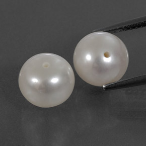 Gemas de Perla Blanco plateado natural de  ct, Esfera / Bola, Opaco