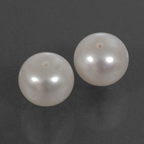 Gemas de Perla Blanco plateado natural de  ct, Esfera / Bola, Opaco