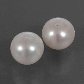 Gemas de Perla Blanco plateado natural de  ct, Esfera / Bola, Opaco
