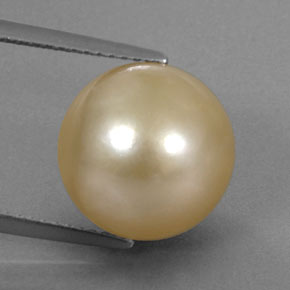 Perla amarillo natural de 12,49 ct, esfera / bola, opaco