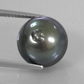 Perla Plateado oscuro natural de 11.70 ct, Forma elegante, Opaco