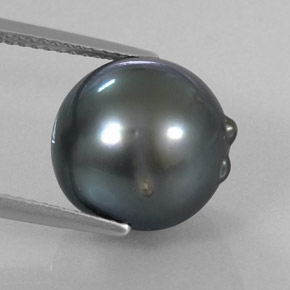 Perla gris natural de 12,32 ct, forma elegante, opaco