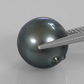 Perla gris natural de 12,32 ct, forma elegante, opaco