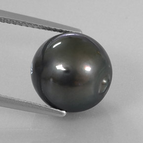 Perla gris natural de 9,85 ct, forma elegante, opaco