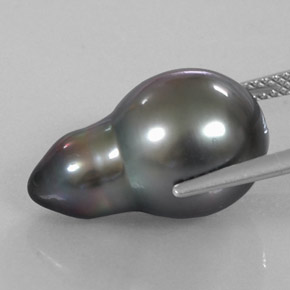 Perla Plata natural de 15.12 ct, En forma de pera, Opaco