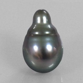 Perla gris natural de 13,21 ct, forma elegante, opaco