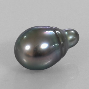 Perla gris natural de 13,21 ct, forma elegante, opaco