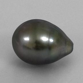 Perla Plata natural de 13.74 ct, En forma de pera, Opaco