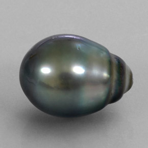 Perla gris natural de 10,38 ct, forma elegante, opaco