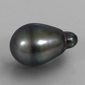 Perla gris natural de 13,94 ct, en forma de pera, opaco