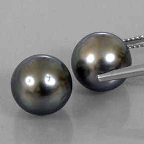 Gemas de perla plateado natural de 16,59 ct, esfera / bola, opaco