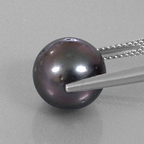 Perla gris natural de 9,20 ct, esfera / bola, opaco