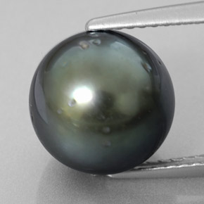 Perla plateado natural de 8,39 ct, esfera / bola, opaco