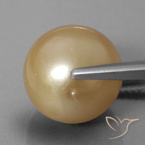 Perla dorado natural de 12,60 ct, esfera / bola, opaco