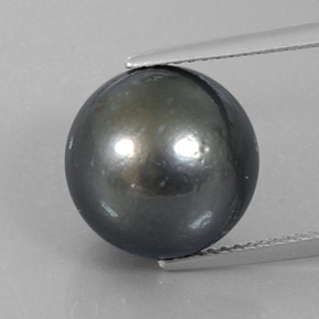 Perla Plateado oscuro natural de 13.16 ct, Esfera / Bola, Opaco