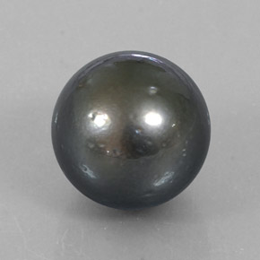 Perla Plateado oscuro natural de 13.16 ct, Esfera / Bola, Opaco